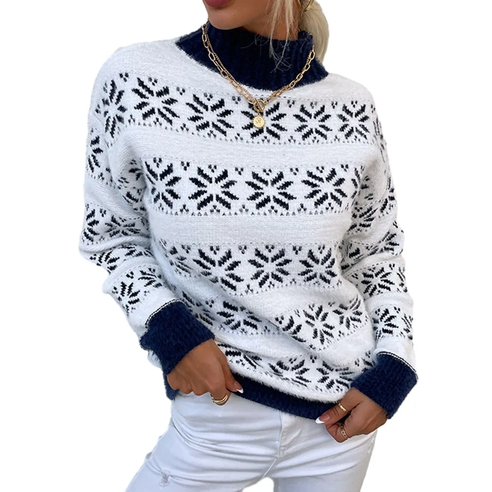Women Winter Long Sleeve Knit Half High Neck Pullover Christmas Snowflake Turtleneck Snowflake Sweater Sweaters Korean Sweater
Women Winter Long Sleeve Knit Half High Neck Pullover Christmas Snowflake Turtleneck Snowflake Sweater Sweaters Korean Sweater