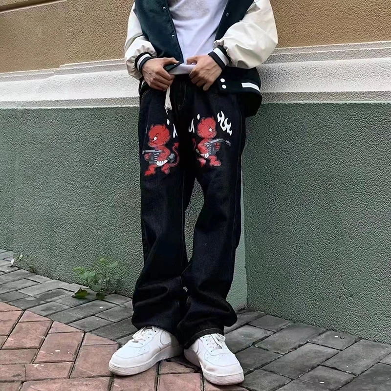 Harajuku Cartoon Letter Print Straight Casual Pants Men's Washed Vibe Style Denim Bag Streetwear Jean Trousers casual pants
Harajuku Cartoon Letter Print Straight Casual Pants Men's Washed Vibe Style Denim Bag Streetwear Jean Trousers casual pants