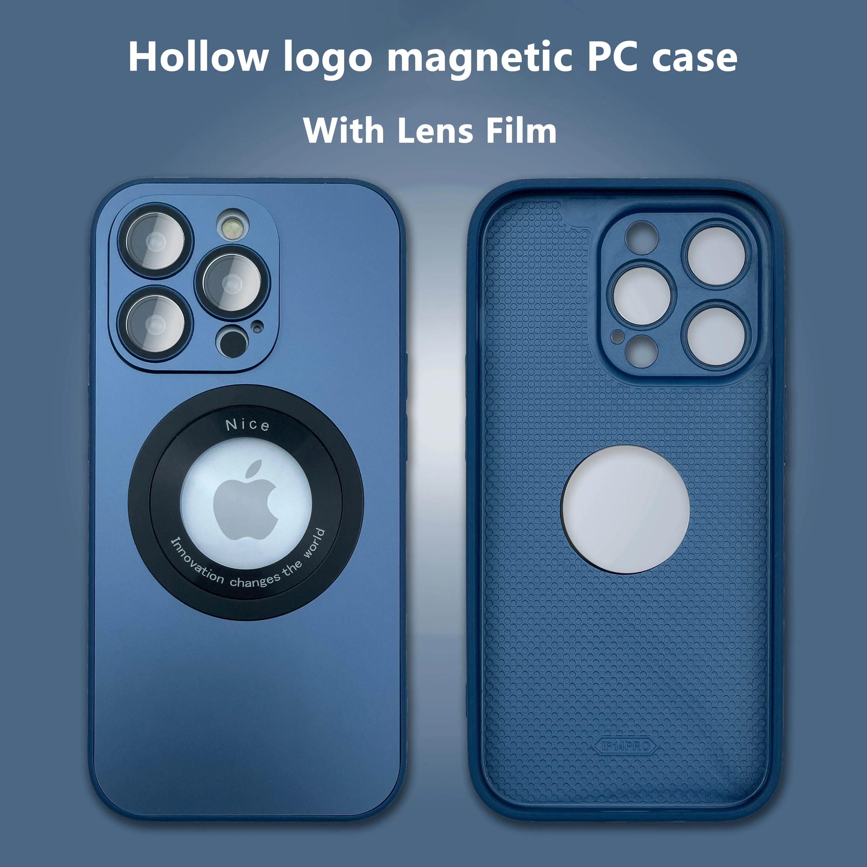 

Hollow LOGO Case for IPhone 14 Plus 13 12 11 Pro Max for Magsafe Magnetic Wireless Charging with Glass Lens CD Pattern PC Cover