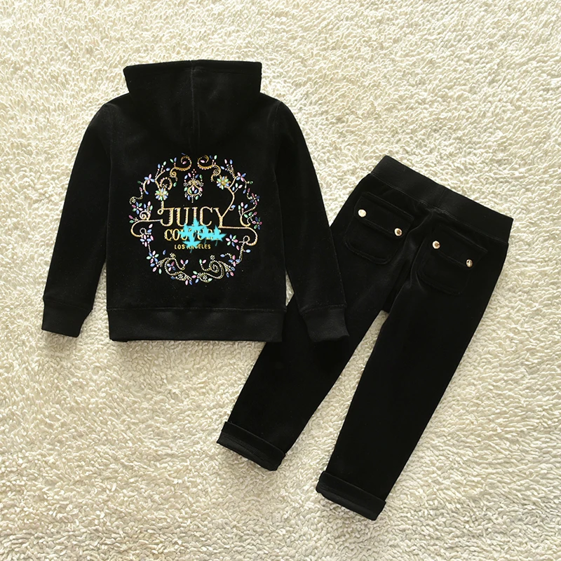 Juicy Velvet Tracksuit for Kids Fall/Winter Girl's Clothing Velour Sweatshirts and Pants Two Piece Set Children Suit
Juicy Velvet Tracksuit for Kids Fall/Winter Girl's Clothing Velour Sweatshirts and Pants Two Piece Set Children Suit