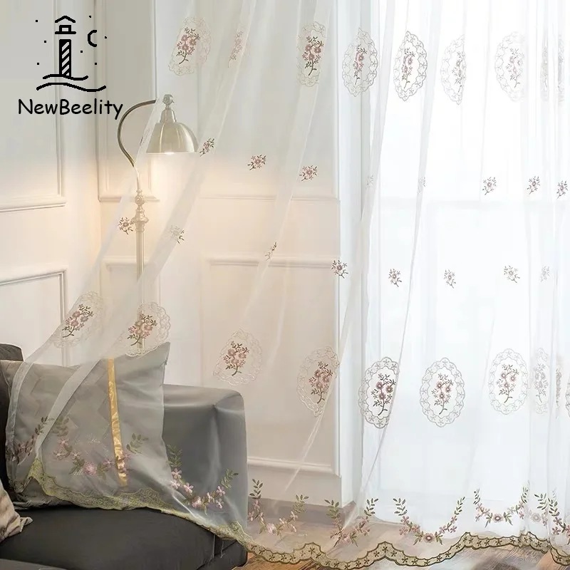Hot Sale Admiralty Embroidered Curtains for Living Room Window Screen Flower INS Tulle Sheer Yarn Curtain Customization 
Hot Sale Admiralty Embroidered Curtains for Living Room Window Screen Flower INS Tulle Sheer Yarn Curtain Customization