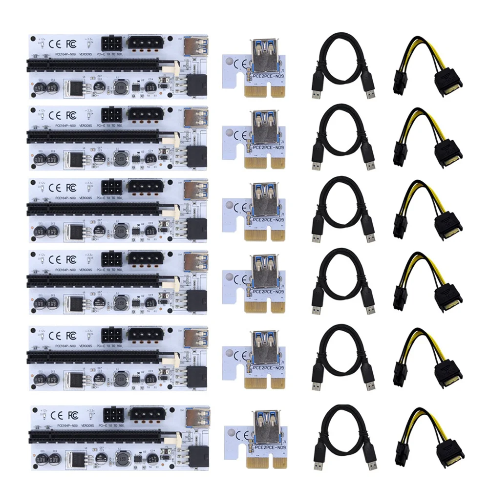 6 шт., Райзер-карта Molex PCIE VER009S PCI-E 1X до 16X, расширитель PCI Express X16, карта USB Райзер 009S для майнинга биткоинов
6 шт., Райзер-карта Molex PCIE VER009S PCI-E 1X до 16X, расширитель PCI Express X16, карта USB Райзер 009S для майнинга биткоинов
