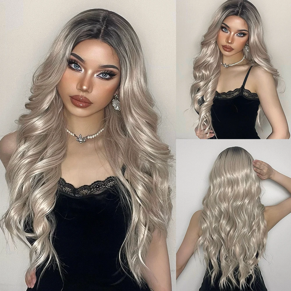 Long Wavy Lace Front Wig Ombre Platinum Synthetic Wigs for Black Women Middle Part Body Wave Lace Wigs Cosplay Wig High Density
Long Wavy Lace Front Wig Ombre Platinum Synthetic Wigs for Black Women Middle Part Body Wave Lace Wigs Cosplay Wig High Density