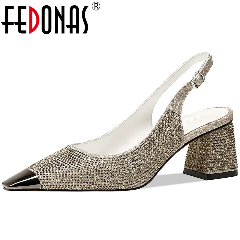 FEDONAS Women Pumps Wedding Party Prom Sandals Spring Summer Rhinestone Thick Heels Metal Square Toe Shoes Woman Fashion Elegant
FEDONAS Women Pumps Wedding Party Prom Sandals Spring Summer Rhinestone Thick Heels Metal Square Toe Shoes Woman Fashion Elegant
