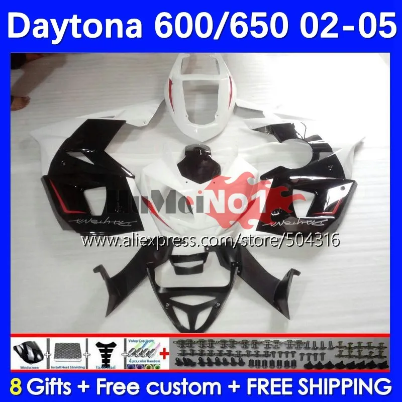 Body Kit For Daytona600 Daytona 650 600 Daytona650 102MC.35 Daytona 600 650 02 03 04 05 2002 2003 2004 2005 Fairing black white
Body Kit For Daytona600 Daytona 650 600 Daytona650 102MC.35 Daytona 600 650 02 03 04 05 2002 2003 2004 2005 Fairing black white