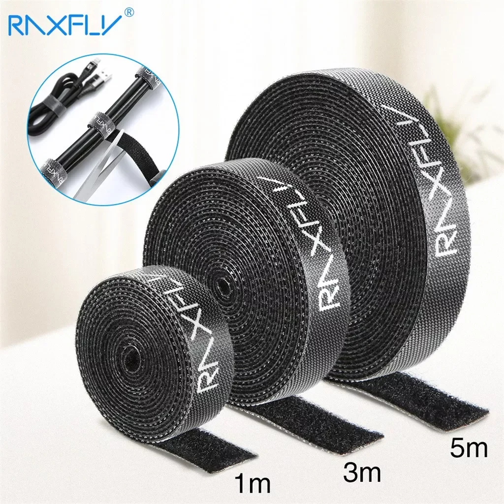 

1/3/5m Raxfly Ultra Thin Micro Soft Nylon Hook Buckled Bandage Loop Fastener Magic Tape Clip Holder Cable Ties Strap Accessories