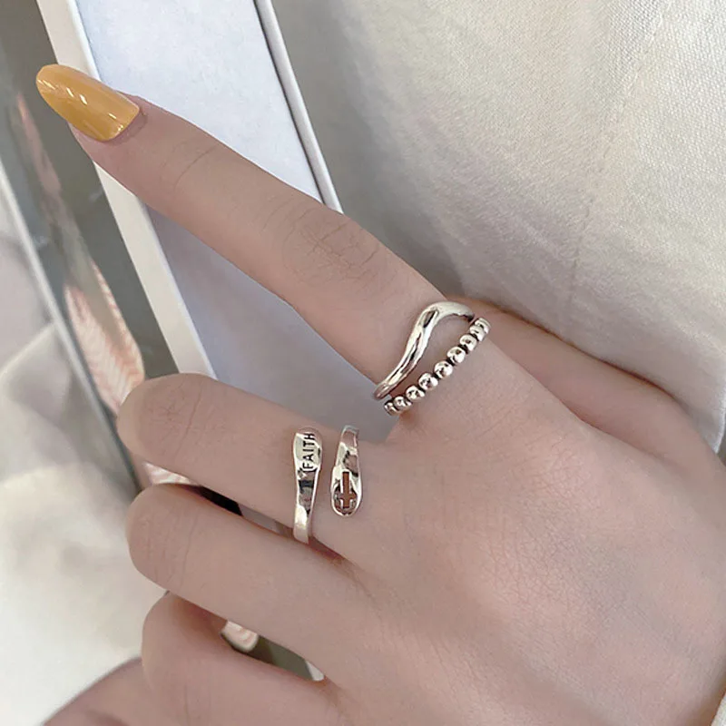 Vintage Faith Hollow Cross Rings For Women Irregular Double Layer Bead Ring Trendy Punk Finger Ring Jewelry Adjustable Ring Gift
Vintage Faith Hollow Cross Rings For Women Irregular Double Layer Bead Ring Trendy Punk Finger Ring Jewelry Adjustable Ring Gift