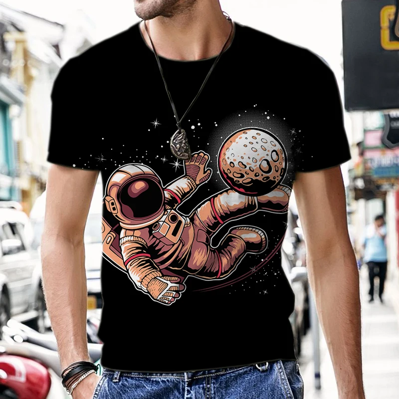Летняя одежда 2022 футболка с космосом астронавтом луной 3d принтом звездой небом