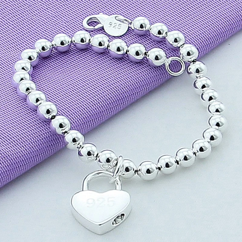 925 Sterling Silver Heart Lock Beads Chain Bracelets Women Top Quality Lovers Bracelets Jewelry Gifts with Delicate Box
925 Sterling Silver Heart Lock Beads Chain Bracelets Women Top Quality Lovers Bracelets Jewelry Gifts with Delicate Box