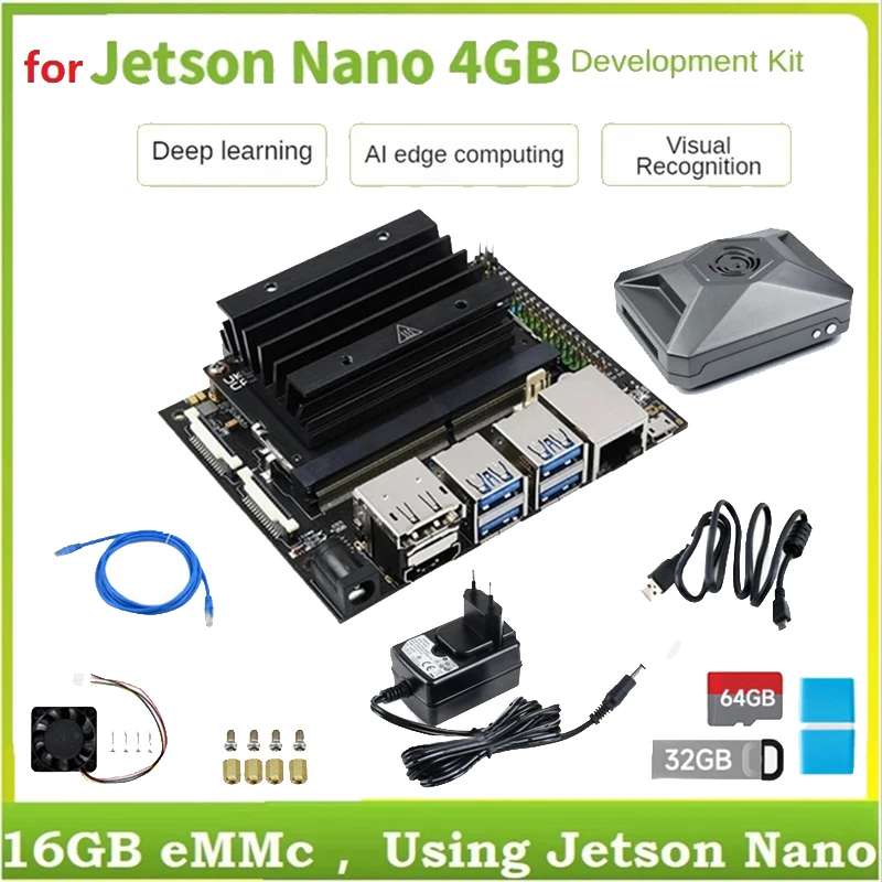 Metal Case+USB Cable+Network Cable+32G USB Drive+64G SD Card+Reader+Power For Jetson Nano 4G Developer Kit (EU Plug)
Metal Case+USB Cable+Network Cable+32G USB Drive+64G SD Card+Reader+Power For Jetson Nano 4G Developer Kit (EU Plug)