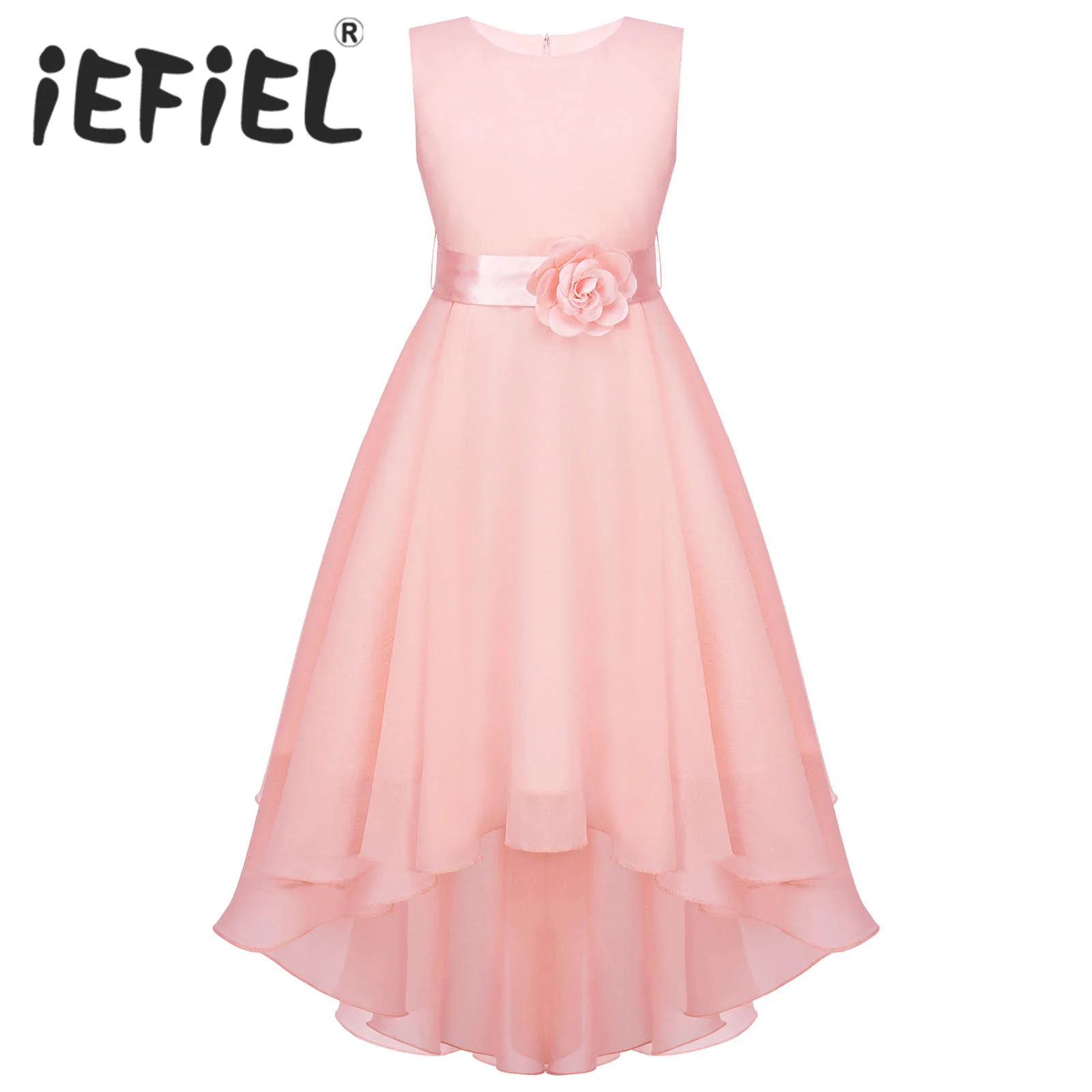Kids Flower Girls Dress Elegant Chiffon Birthday Party Wedding Bridesmaid Dress Sleeveless High-low Hem Dress with Satin Sash
Kids Flower Girls Dress Elegant Chiffon Birthday Party Wedding Bridesmaid Dress Sleeveless High-low Hem Dress with Satin Sash