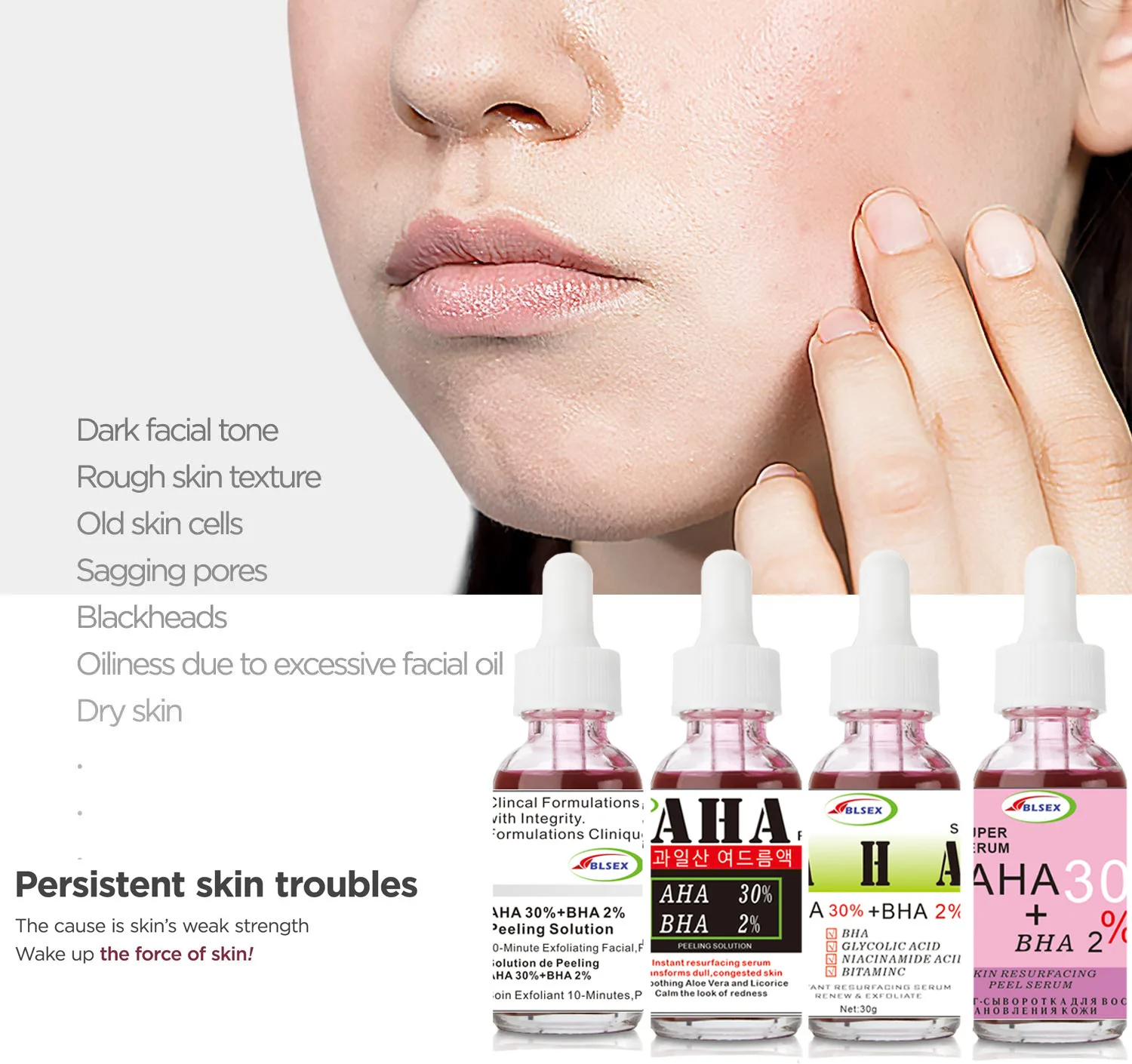 Facial fruit acid essence Glycolic acid stock solution hydrating and moisturizing hyaluronic acid serum skincare face serum
Facial fruit acid essence Glycolic acid stock solution hydrating and moisturizing hyaluronic acid serum skincare face serum