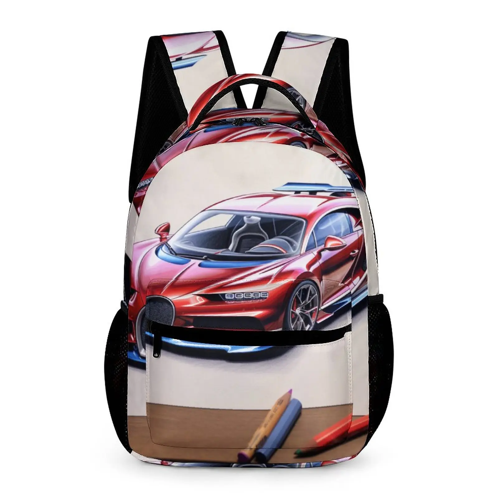 

Sports Car Backpack Colored Cartoon Pencil Art Women Men Polyester Outdoor Style Backpacks Soft Pretty School Bags Rucksack
