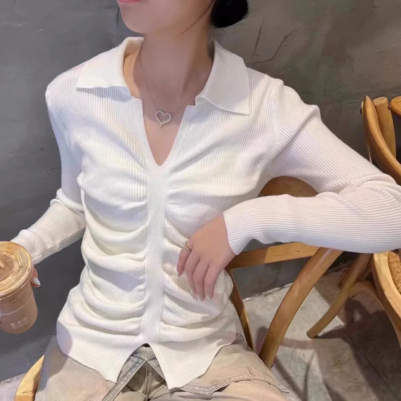 Pleated Women Sweater 2023 Autumn Long Sleeve Tops Womens Clothing Korean Style Turn-down Collar Pullovers Sweaters Pull Femme
Pleated Women Sweater 2023 Autumn Long Sleeve Tops Womens Clothing Korean Style Turn-down Collar Pullovers Sweaters Pull Femme