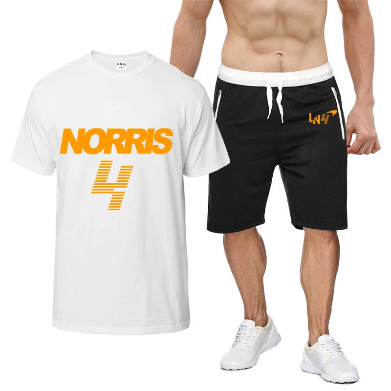 

F1 McLaren Team Racing Fans 2023 Men's Lando Norris New Summer Sportswear Shorts Sleeve Breathable T-Shirts Shorts Casual Suits