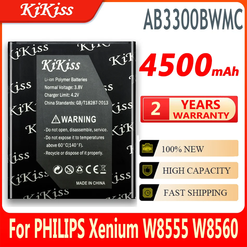 AB3300BWMC 4500mAh High Capacity Battery For PHILIPS Xenium W8555 W8560 CTW8560 CTW8555 Mobile Phone
AB3300BWMC 4500mAh High Capacity Battery For PHILIPS Xenium W8555 W8560 CTW8560 CTW8555 Mobile Phone
