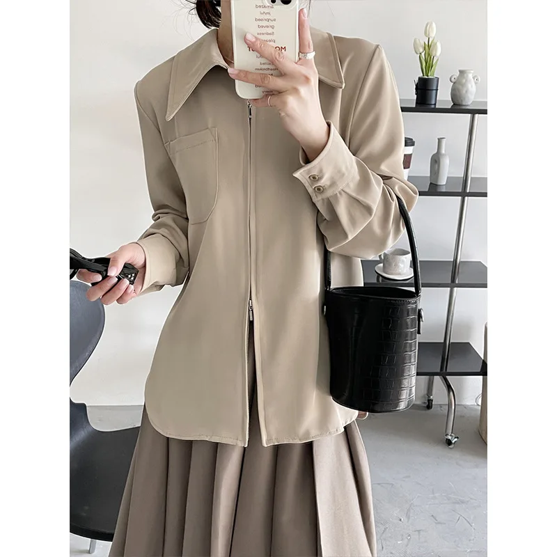 Shirt Womens Tops Spring 2022 French Style Vintage Long Sleeve Zipper Meters Apricot Milk Women Shirts Dropshipping
Shirt Womens Tops Spring 2022 French Style Vintage Long Sleeve Zipper Meters Apricot Milk Women Shirts Dropshipping