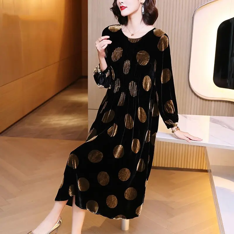 Autumn Female Vintage Loose Velvet Midi Dresses Winter Casual Print Dress Women Elegant Bodycon Party Dress Vestidos Robe E836
Autumn Female Vintage Loose Velvet Midi Dresses Winter Casual Print Dress Women Elegant Bodycon Party Dress Vestidos Robe E836