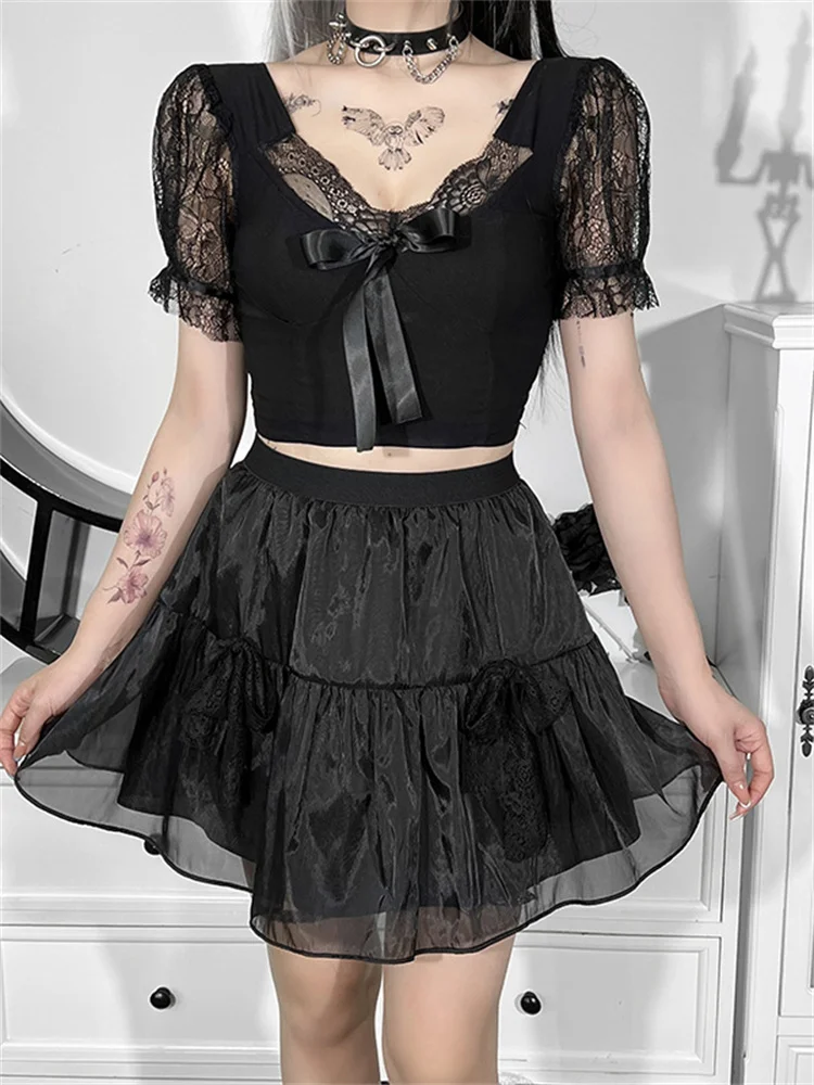 Dark Wind Retro Sexy Perspective Lace Bandage Top And Skirt 2022 Spring Summer New Women's Suit Two Piece Sets Womens Outifits
Dark Wind Retro Sexy Perspective Lace Bandage Top And Skirt 2022 Spring Summer New Women's Suit Two Piece Sets Womens Outifits