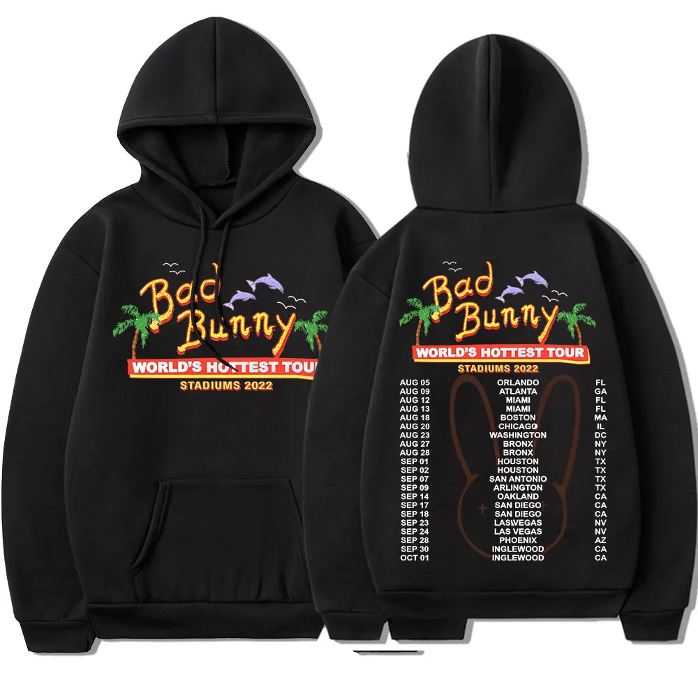 

Bad Bunny UN VERANO SIN TI Graphic Hoodie Male Vintage Hooded Sweatshirt Worlds Hottest Tour 2022 Hip Hop Harajuku Pullovers