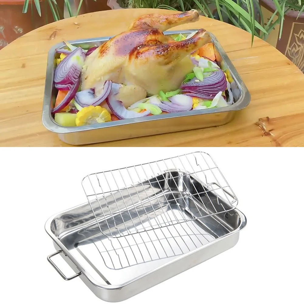 Roast Dish Grill Deep Roasting Tray Oven Pan Grill Rack Baking Roaster Kitchen Turkey Roasting Accessories Stainless Steel
Roast Dish Grill Deep Roasting Tray Oven Pan Grill Rack Baking Roaster Kitchen Turkey Roasting Accessories Stainless Steel