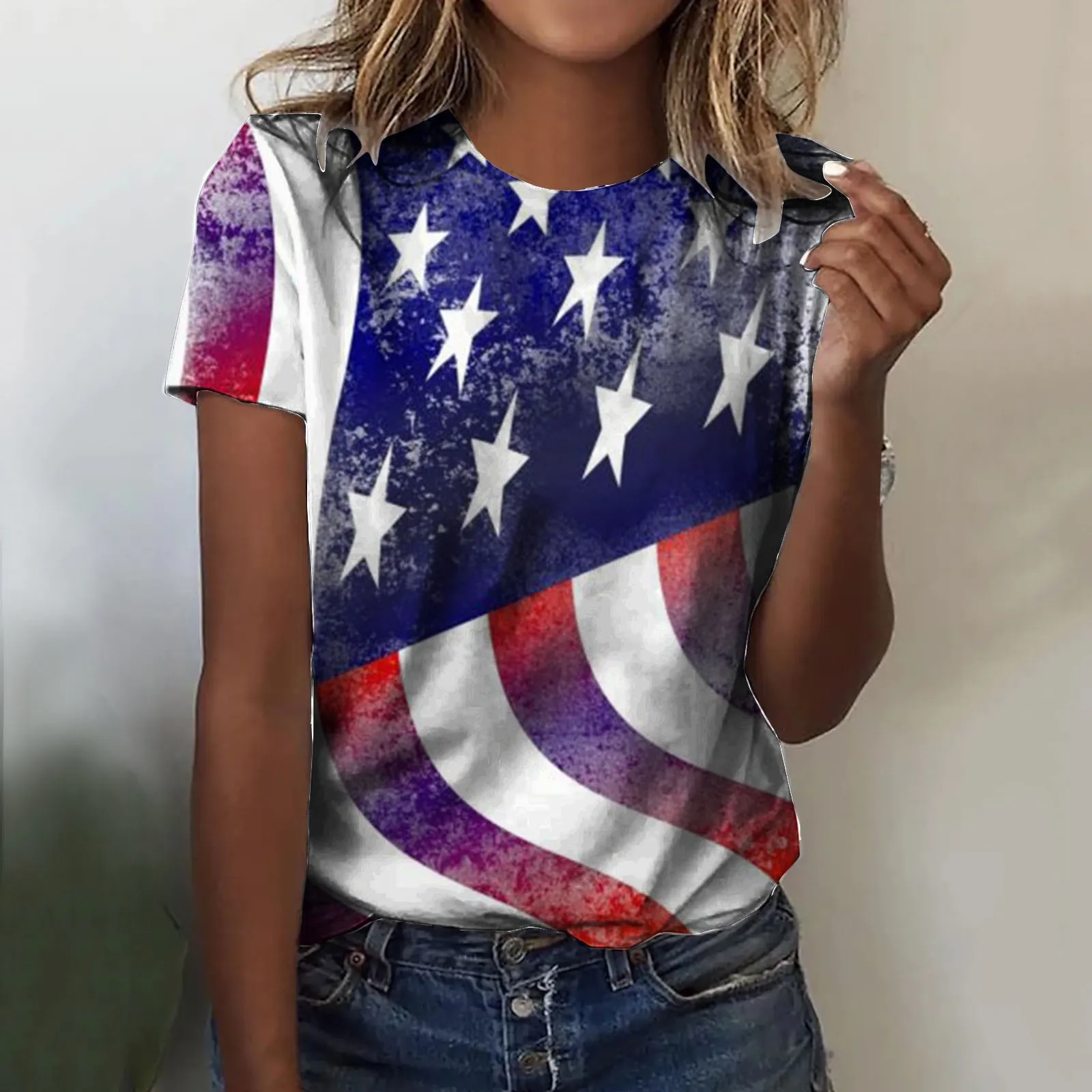 Women's Summer Independence Day Printed Short Sleeved Round Necked 3D Digital Printed T Shirt Long Sleeve Fitted And Shirt
Women's Summer Independence Day Printed Short Sleeved Round Necked 3D Digital Printed T Shirt Long Sleeve Fitted And Shirt