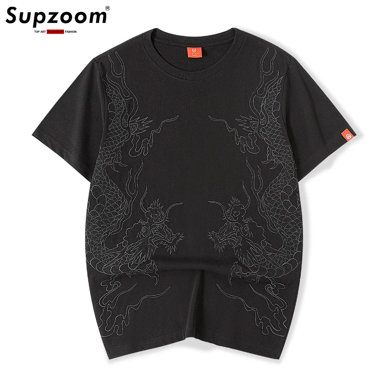 

Supzoom 2023 Новое поступление брендовая одежда горячая Распродажа футболка мужская с вышивкой драконы круглый вырез хлопковая Летняя короткая Повседневная футболка