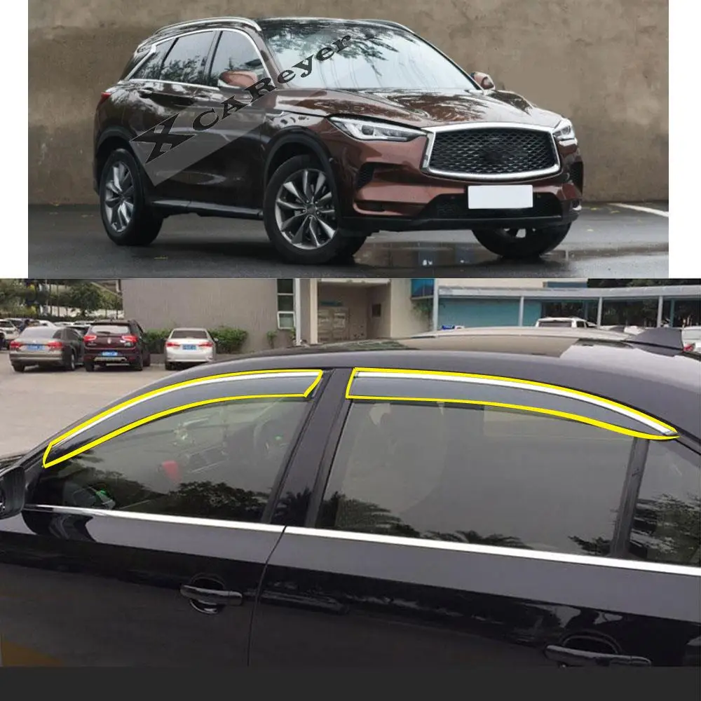 Car Body Styling Sticker Plastic Window Glass Wind Visor Rain/Sun Weather Guard Vent Parts For INFINITI QX50 2019-2022
Car Body Styling Sticker Plastic Window Glass Wind Visor Rain/Sun Weather Guard Vent Parts For INFINITI QX50 2019-2022