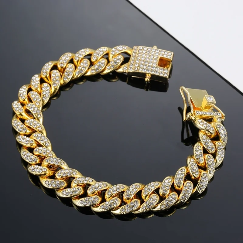 Fashion European And American Rhinestone Cuban Style Hip Hop Gold Silver Bracelet Unisex Couple Bracelet
Fashion European And American Rhinestone Cuban Style Hip Hop Gold Silver Bracelet Unisex Couple Bracelet