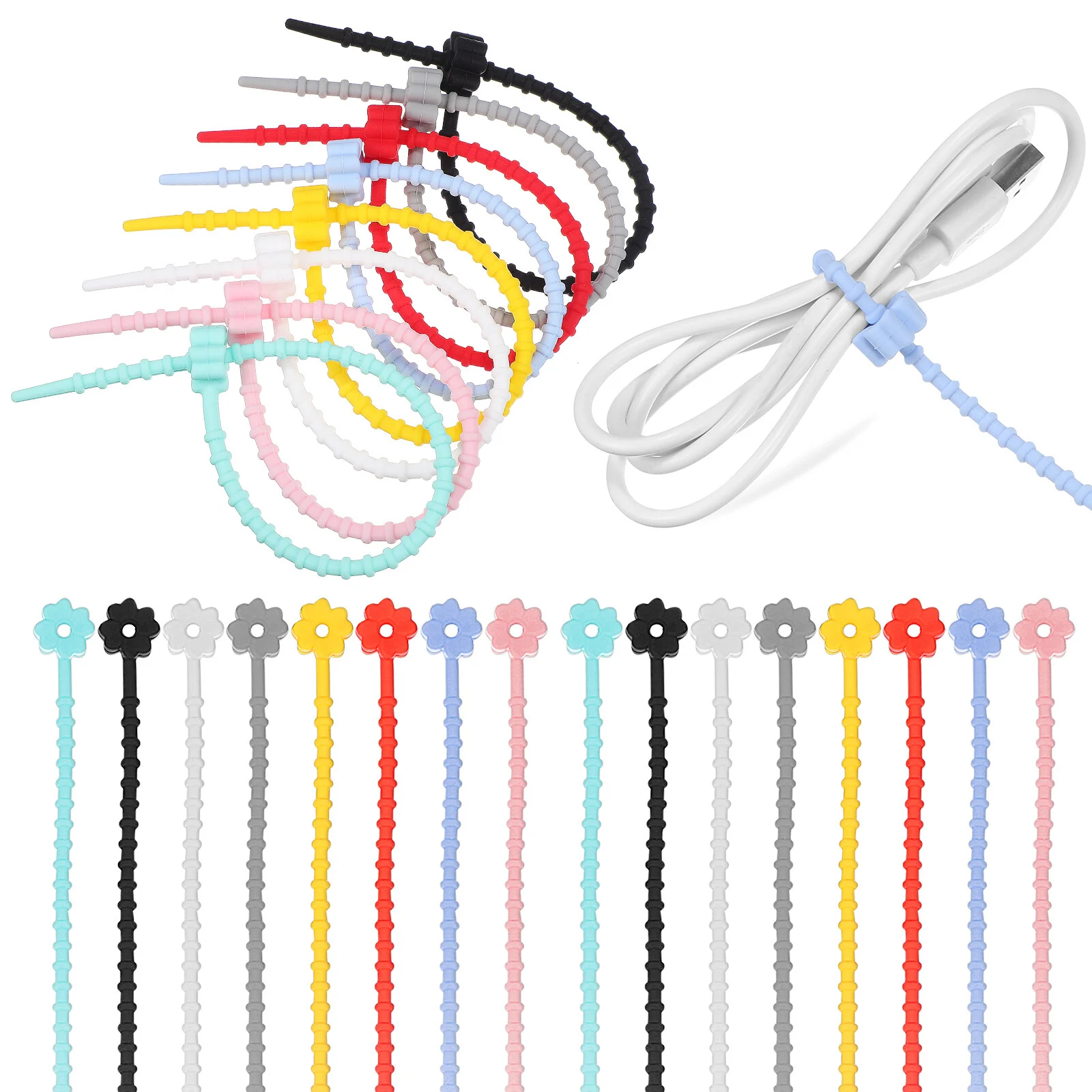 24Pcs Silicone Silicone Lanyard Cord Ties Wire Organizer Bendable Holder Strap for Bundling Organizing
24Pcs Silicone Silicone Lanyard Cord Ties Wire Organizer Bendable Holder Strap for Bundling Organizing