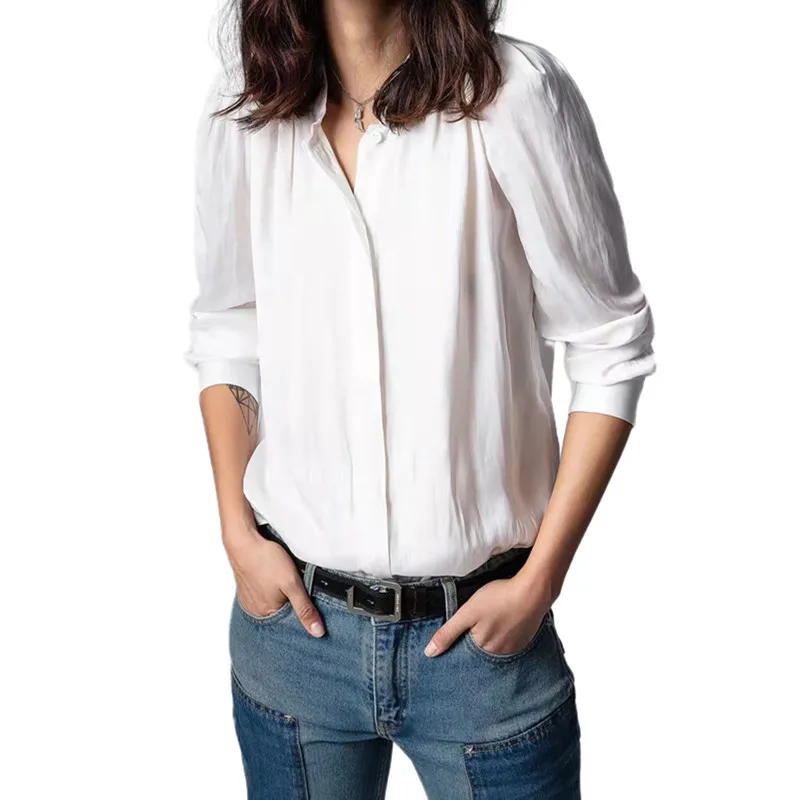 High Quality Simple Versatile White Shirts for Women 2022 Autumn Long Sleeve Solid Blusas 
High Quality Simple Versatile White Shirts for Women 2022 Autumn Long Sleeve Solid Blusas