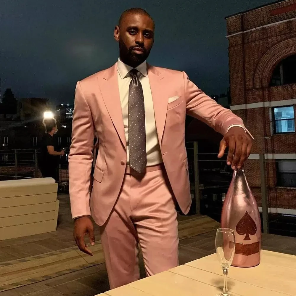 Pink Men' s Suit 2 Pieces Satin Blazer Pants Tuxedo One Button Wide Lapel Slim Fit Business Modern Wedding Groom Tailored 
Pink Men' s Suit 2 Pieces Satin Blazer Pants Tuxedo One Button Wide Lapel Slim Fit Business Modern Wedding Groom Tailored