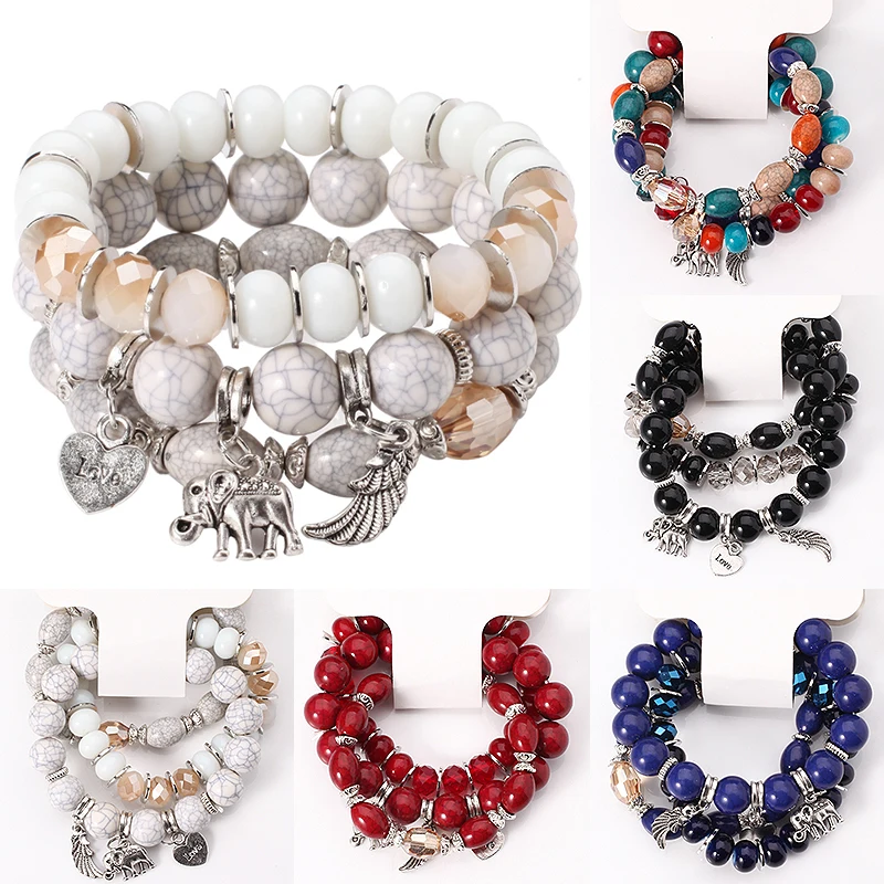 3PCS/Set Adjustable Elastic Boho Beaded With Colorful GemElephant Wings Love Marbling Bracelet Set 2019 New Arrival Party Women 
3PCS/Set Adjustable Elastic Boho Beaded With Colorful GemElephant Wings Love Marbling Bracelet Set 2019 New Arrival Party Women