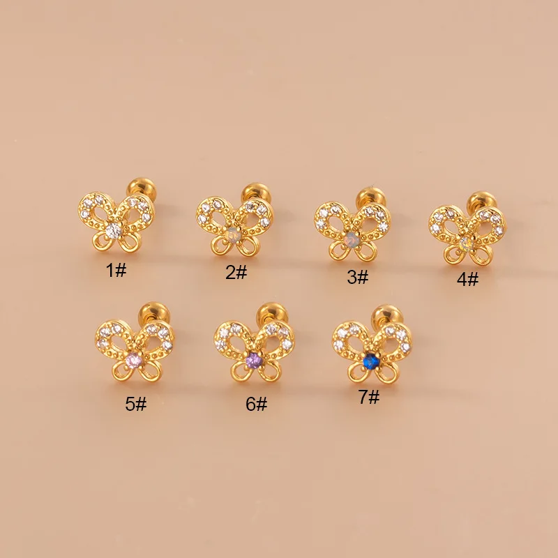 20G Stainless Steel Piercing Earbone Nail Double Head Screw Stud Butterfly Zircon Earrings Stud Conch Lobe Cartilage Jewelry
20G Stainless Steel Piercing Earbone Nail Double Head Screw Stud Butterfly Zircon Earrings Stud Conch Lobe Cartilage Jewelry