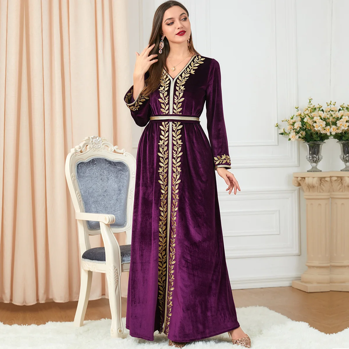 

Muslim Abaya Eid 2022 Velvet Dress Eid Ramadan Abayas Turkey Dresses for Women Jilbab Kaftan Robe Femme Musulmane Islam Clothing