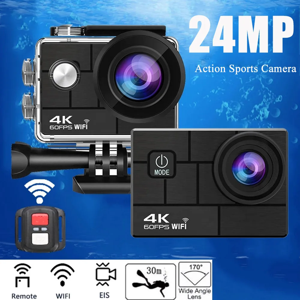 Action Camera Ultra HD 4K/60fps 24MP WiFi 2" 170D Remote Control 30M Helmet Video Go Waterproof Pro Anti-Shake Sport Camera
Action Camera Ultra HD 4K/60fps 24MP WiFi 2" 170D Remote Control 30M Helmet Video Go Waterproof Pro Anti-Shake Sport Camera