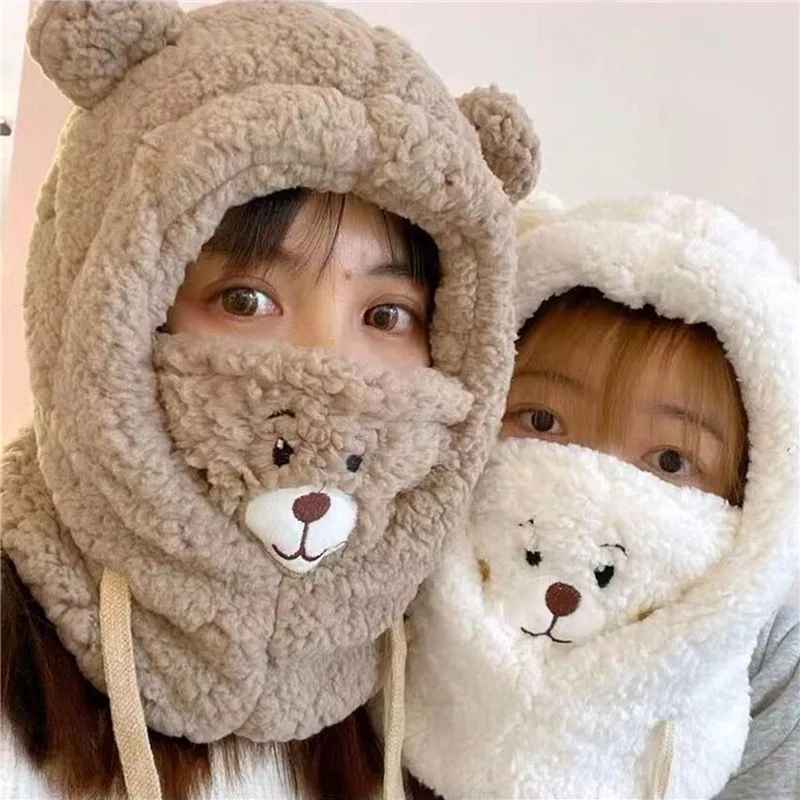 Cartoon Bear Ear Lamb Beanie Hat With Mask Warm Balaclava Winter Thickened Ear Protection Autumn Skullies Beanies for Women Girl
Cartoon Bear Ear Lamb Beanie Hat With Mask Warm Balaclava Winter Thickened Ear Protection Autumn Skullies Beanies for Women Girl