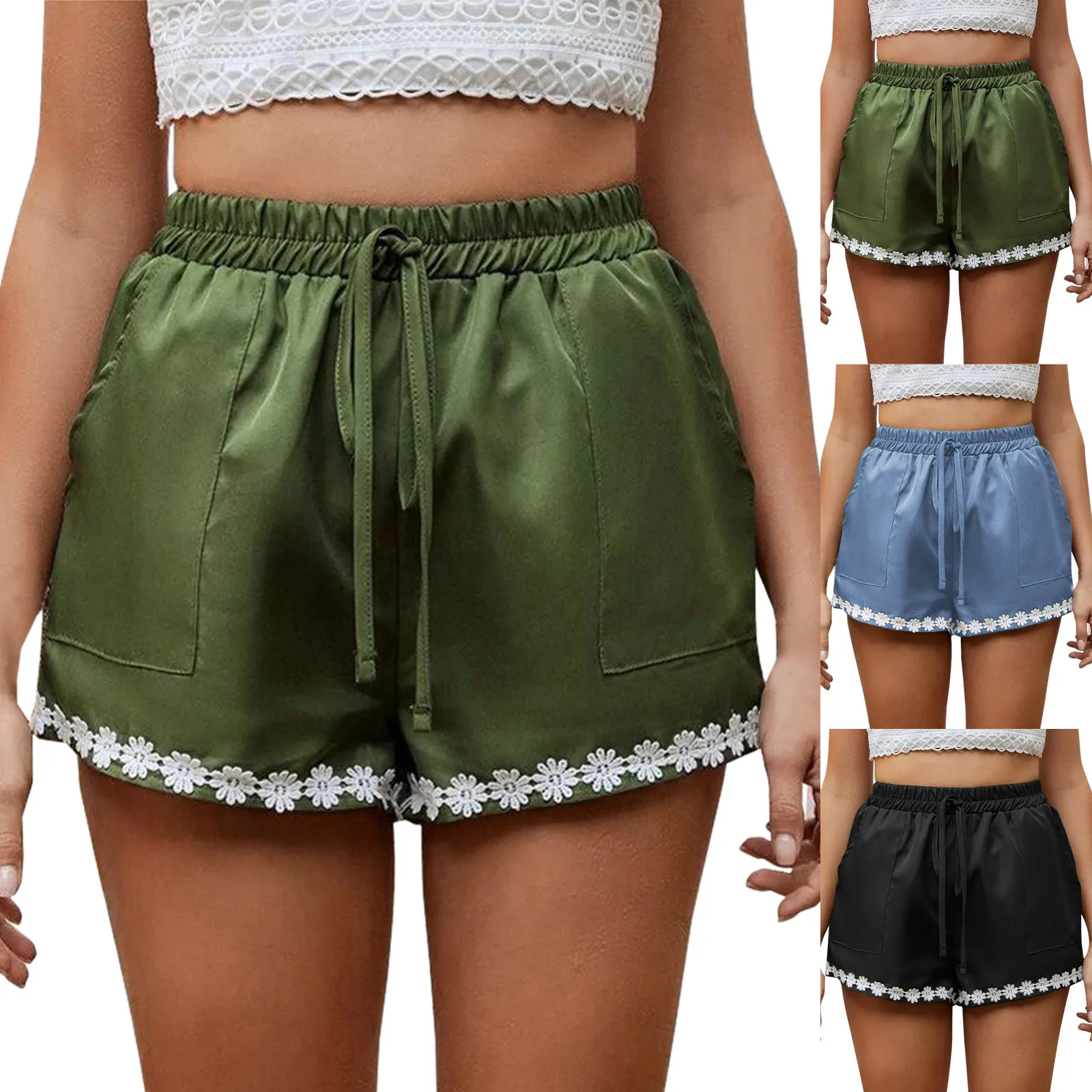 Женские шорты с эластичным поясом, удобные повседневные кружевные шорты с карманами, 2022
Женские шорты с эластичным поясом, удобные повседневные кружевные шорты с карманами, 2022