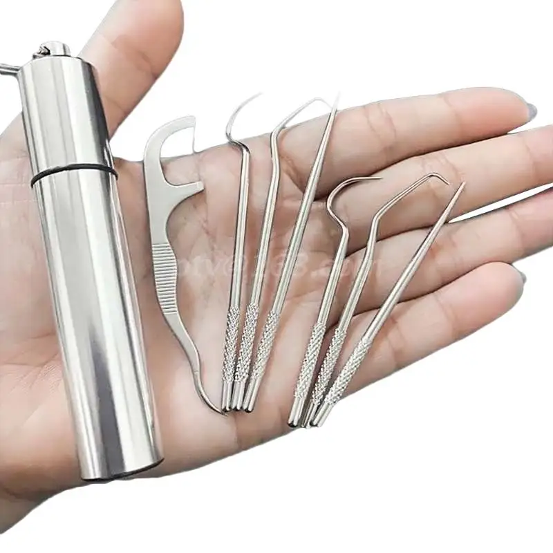 Toothpick Pocket Set Metal Stainless Steel Oral Cleaning Tooth Flossing Portable Toothpick Floss Teeth Cleaner with Storage Tube
Toothpick Pocket Set Metal Stainless Steel Oral Cleaning Tooth Flossing Portable Toothpick Floss Teeth Cleaner with Storage Tube