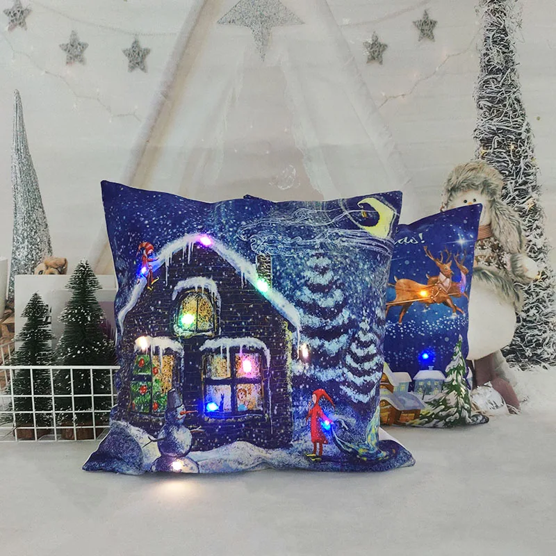 

45cm Christmas Cushion Cover Decorative Pillowcases Merry Christmas Decorations New Year Gifts Navidad Noel Sofa Car Decor