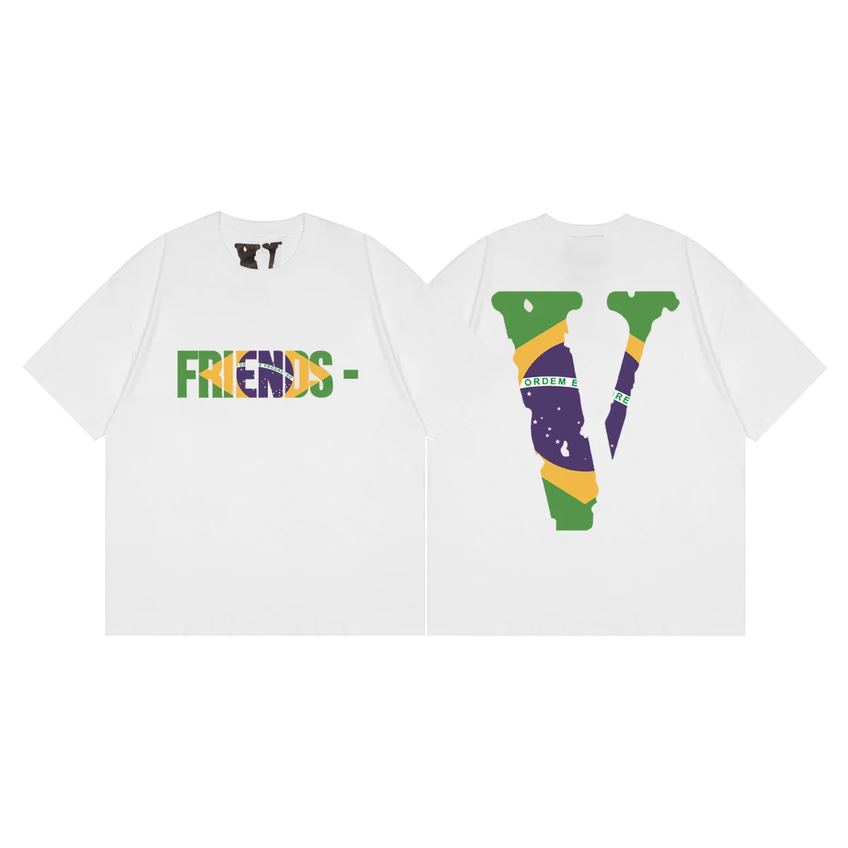 VLONE Men's / Women's Couples Casual Fashion Trend High Loose Street HIP-HOP100% Cotton BRA Flag Print Round Neck T-Shirt 065
VLONE Men's / Women's Couples Casual Fashion Trend High Loose Street HIP-HOP100% Cotton BRA Flag Print Round Neck T-Shirt 065