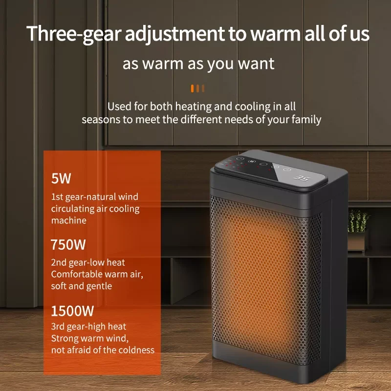 

3 Gears PTC Ceramic Heater Portable Fan Heater 110V/220V 1200W Electric Warm Air Blower Home Office Warmer Machine for Winter