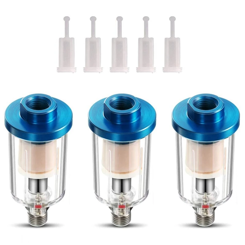 

3Pack Water Oil Separator For Air Line With 5Pcs Spray Filters, 1/4Inch NPT Inlet And Outlet, Air Line Compresso
