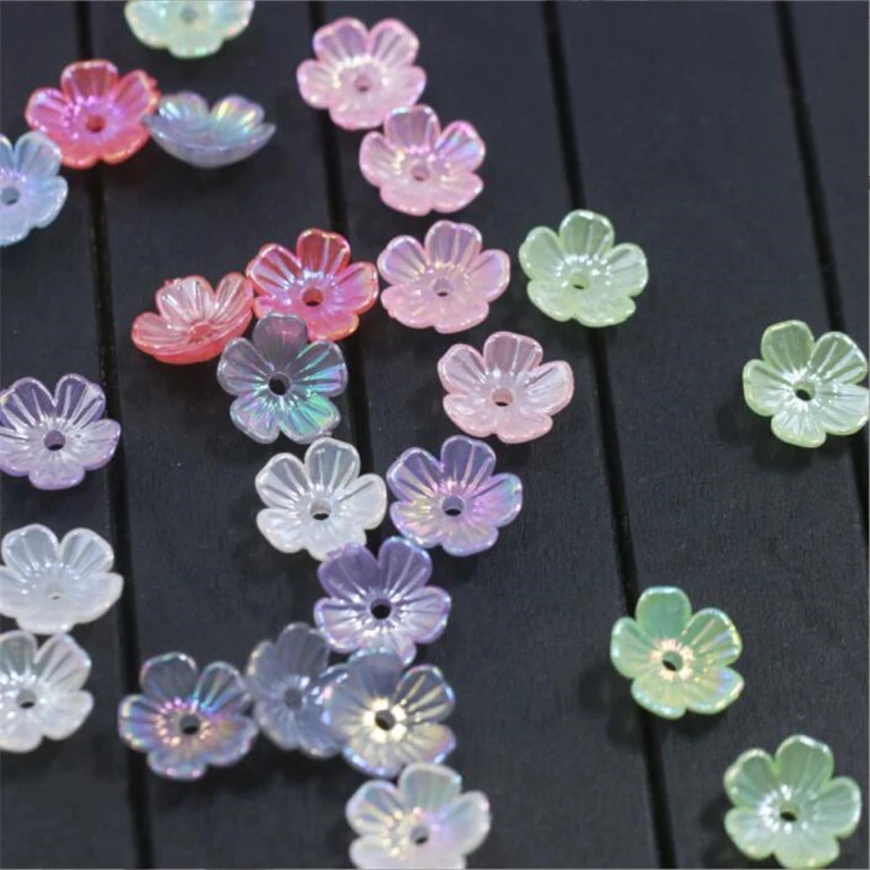 

50pcs/lot new resin 11mm flower beads torus leaves acrylic beads for diy earrings hair clip Hairpin jewelry making accessories