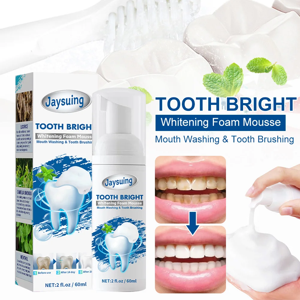 60ml Teeth Whitening Mousse Toothpaste Stains Plaque Removal Teeth Cleansing Foam Mousse Fresh Breath Oral Cavity Care Supplies
60ml Teeth Whitening Mousse Toothpaste Stains Plaque Removal Teeth Cleansing Foam Mousse Fresh Breath Oral Cavity Care Supplies