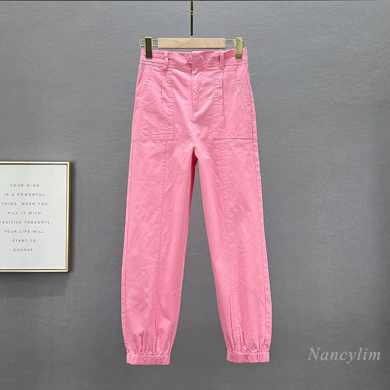 Ankle Banded Pants Women's Thin Pink Trousers 2023 New Spring and Summer Stretch Elastic High Waist Slimming Cropped Trousers
Ankle Banded Pants Women's Thin Pink Trousers 2023 New Spring and Summer Stretch Elastic High Waist Slimming Cropped Trousers