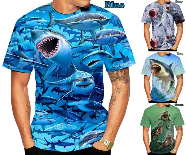Summer New Swimming Horror Shark Pattern 3d Printing Unisex Harajuku Casual Round Neck Short-sleeved T-shirt Top
Summer New Swimming Horror Shark Pattern 3d Printing Unisex Harajuku Casual Round Neck Short-sleeved T-shirt Top