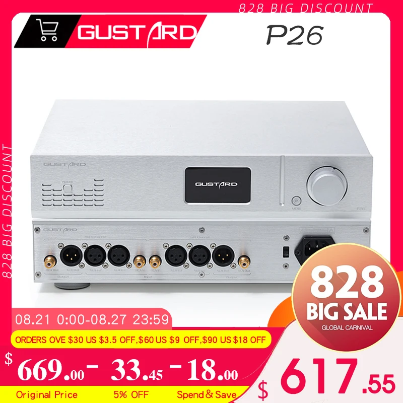 

GUSTARD P26 Class A Fully Balanced Preamp LM49860 HIFI Pre Amplifier High Gain Digital HIFI High Fidelity AMP Pre-stage