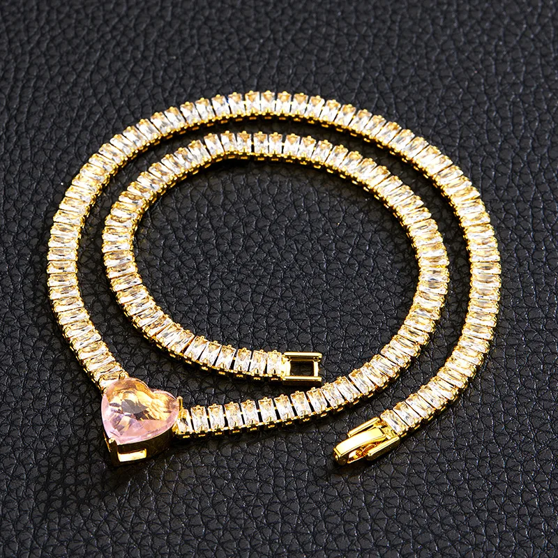 KunJoe HiP Hop Pink Heart 5A Zircon Pendant Charms Cuban Chain Necklace Exaggerated Iced Out Rhinestone for Women Men Necklace
KunJoe HiP Hop Pink Heart 5A Zircon Pendant Charms Cuban Chain Necklace Exaggerated Iced Out Rhinestone for Women Men Necklace