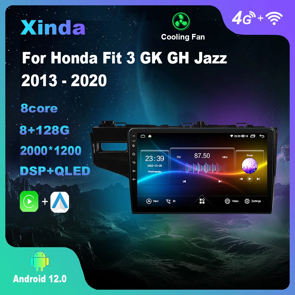 

9 Inch Android 12.0 For Honda Fit 3 GK GH Jazz 2013 - 2020 Multimedia Player Auto Radio GPS Carplay 4G WiFi Bluetooth DSP
